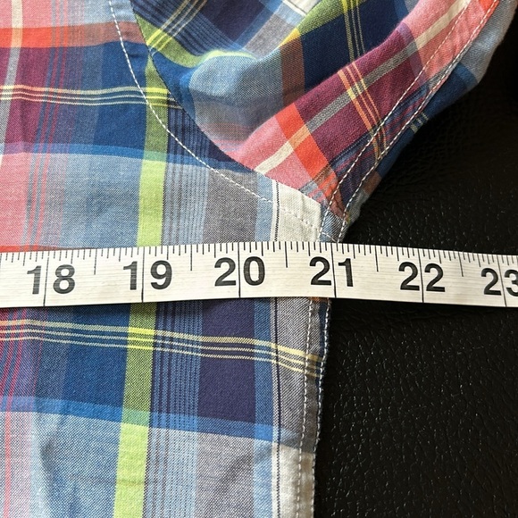 Johnnie O Ethan Hangin Out Button Front Plaid Cotton Shirt Wake Blue Size M - Picture 11 of 12
